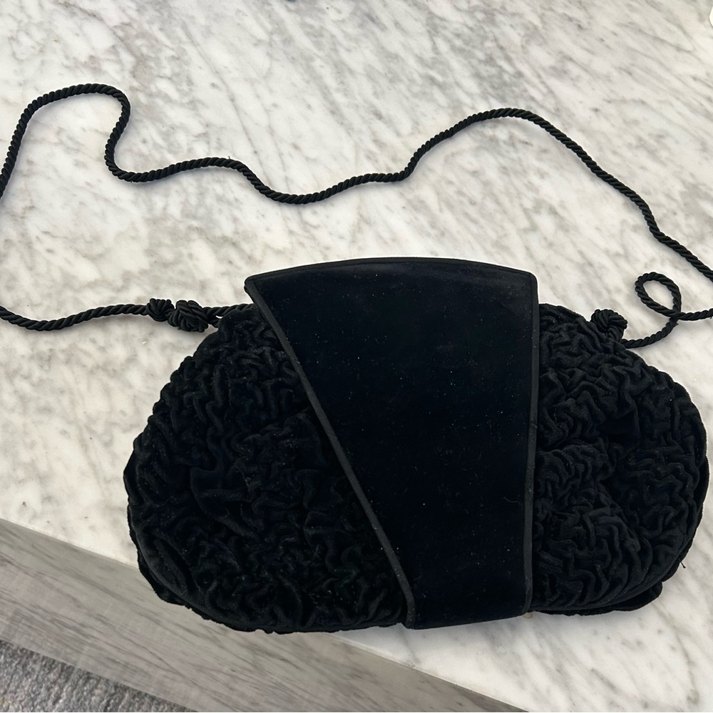 Fendi Black vintage Velvet and Knit Clutch